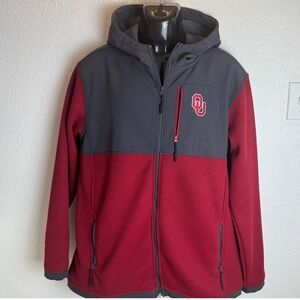 Colosseum Oklahoma Sooners Mens XL Full Zip Hoodie Jacket Grey Maroon OU Fleece